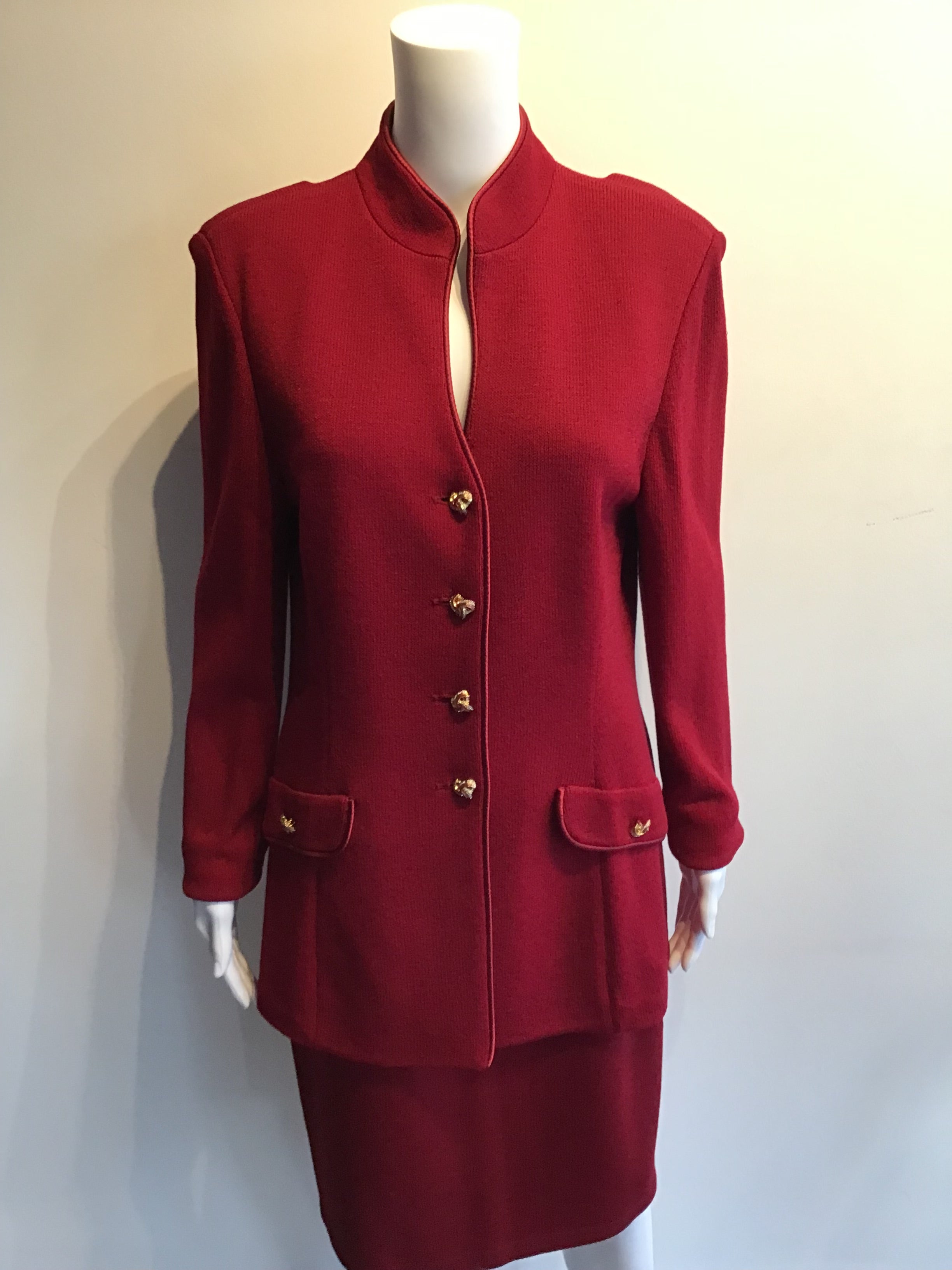 1980’s St. John Burgundy Wool Blend Suit Size 10