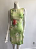 2000s Silk Green and Pink Tommy Bahama Dress Size 8