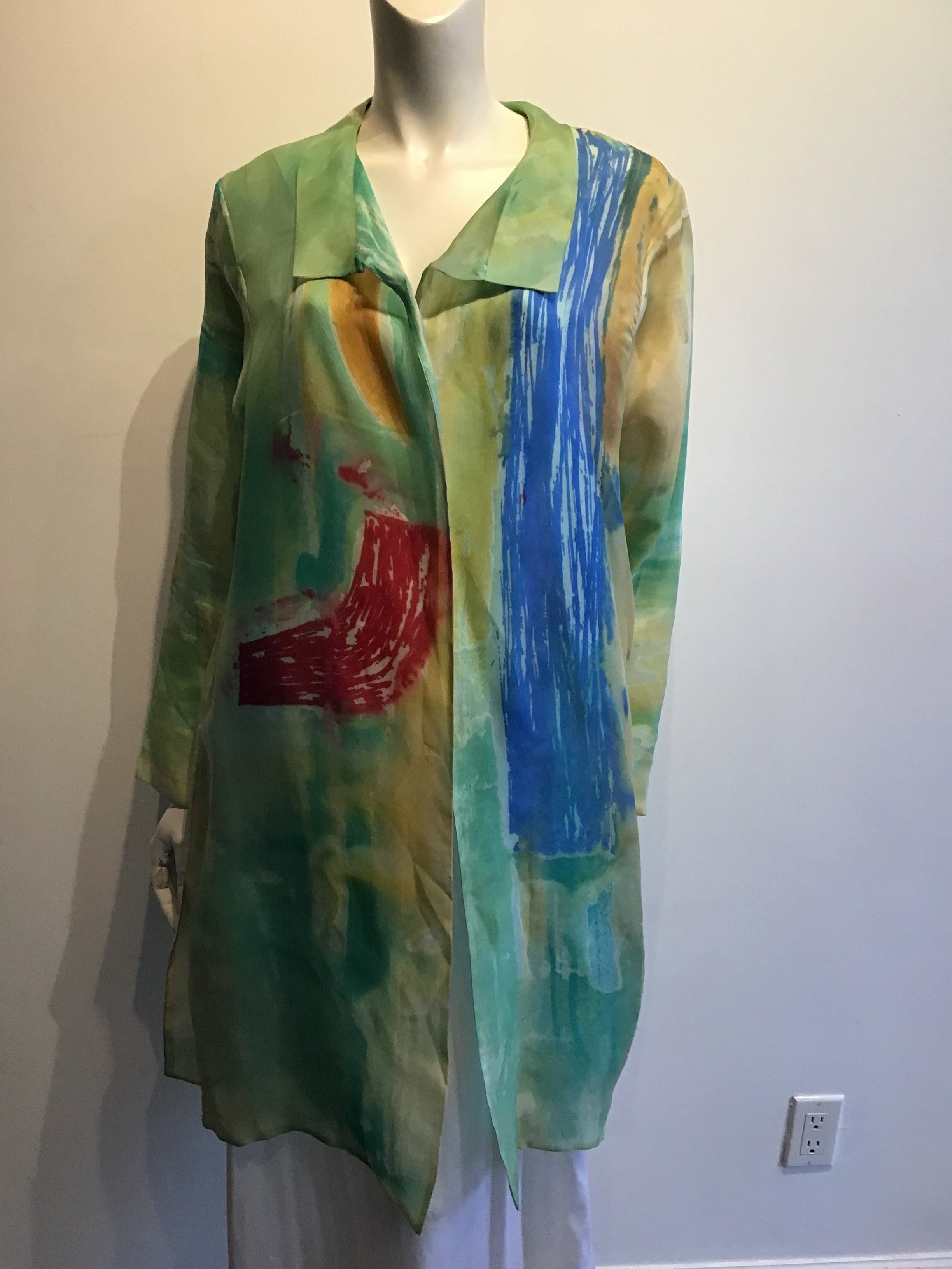 2000 Carole Waller Hand Painted Silk Jacket Size up to 12