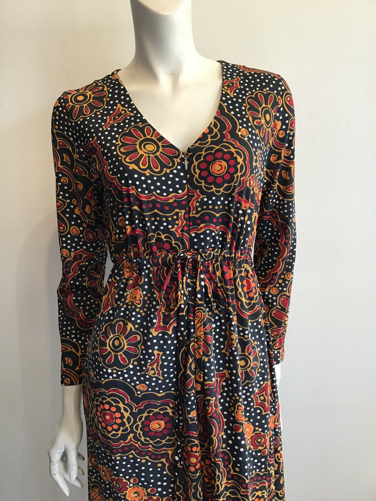 1970s Vanity Fair Printed Polyester Maxi Dress Size 8