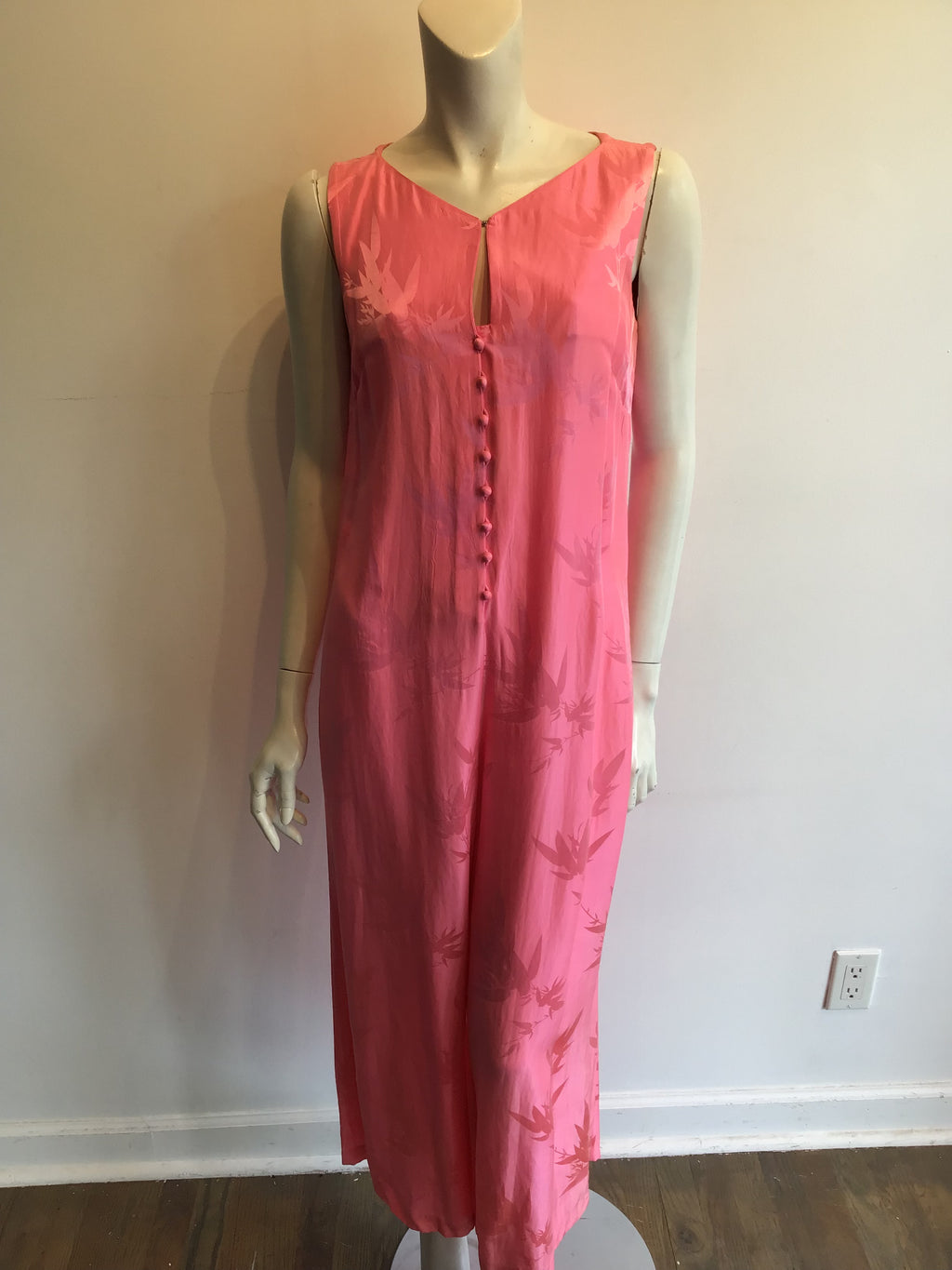 1960’s Pink Silk Vanny Hong Kong Jumpsuit Size 8