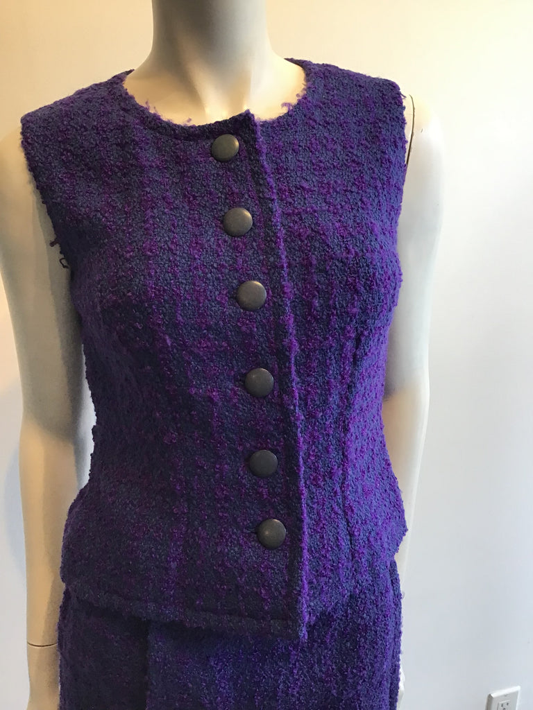 1960’s Wool Purple Wool Bouclé Sybil Connolly 3 Piece Suit Size 2