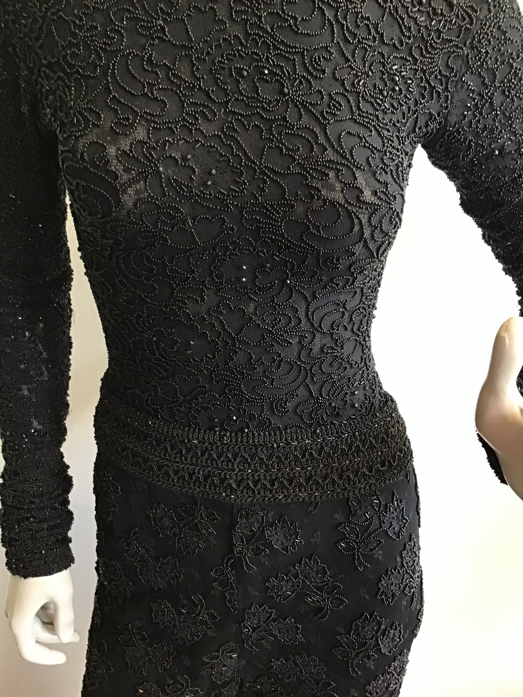 1980's Giorgio di Saint Angelo  Black Beaded Unitard and Pants Size 6/8