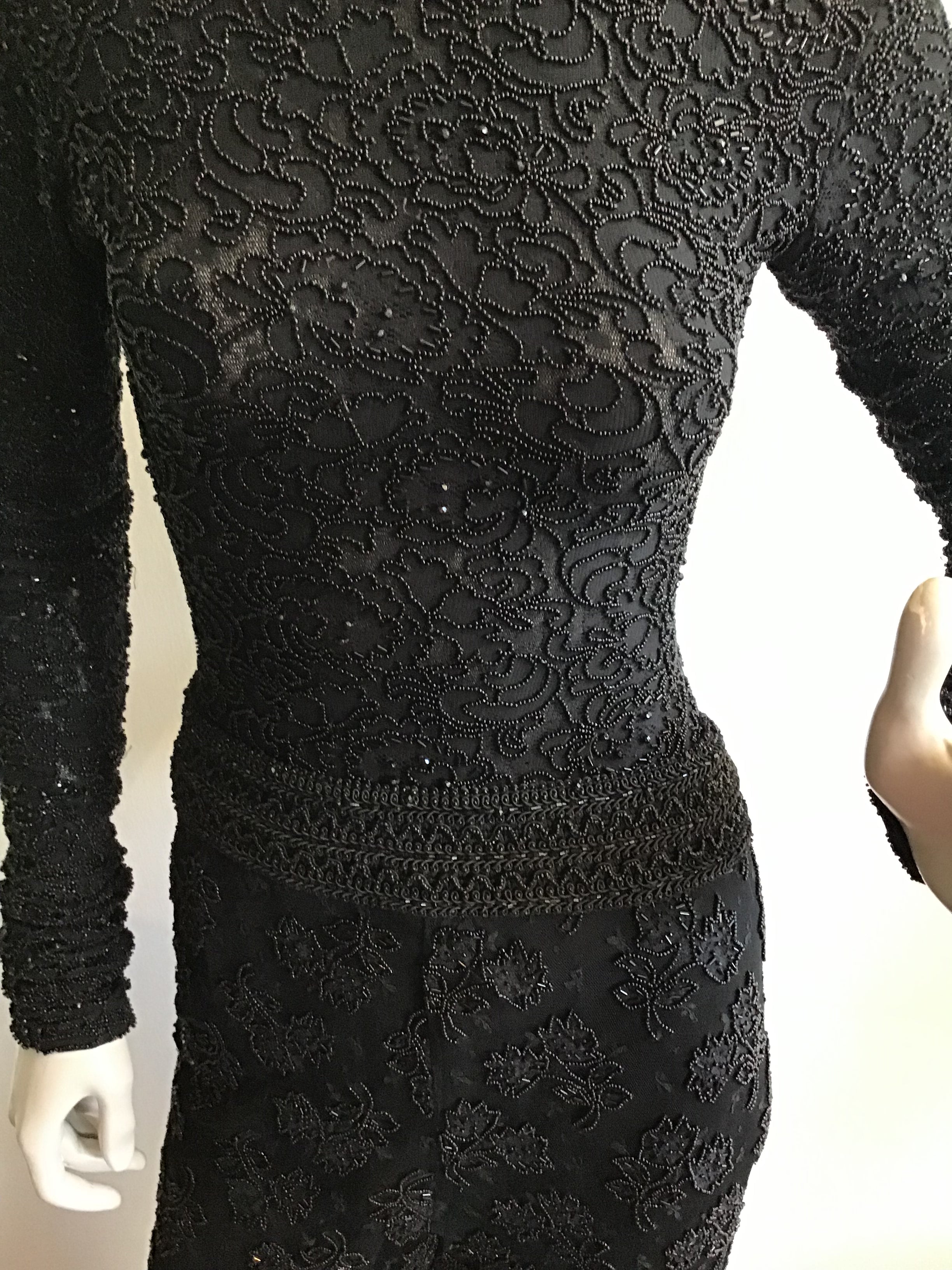 1980's Giorgio di Saint Angelo  Black Beaded Unitard and Pants Size 6/8