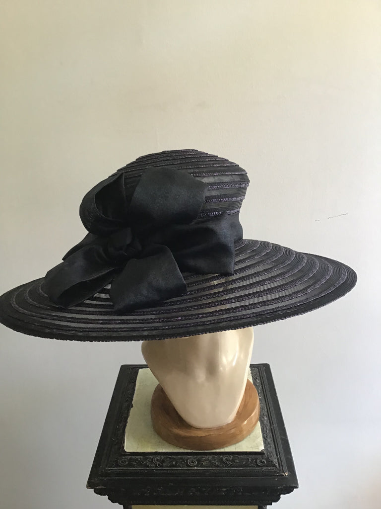 1990s Eric Javits Purple and Black  Horsehair hat