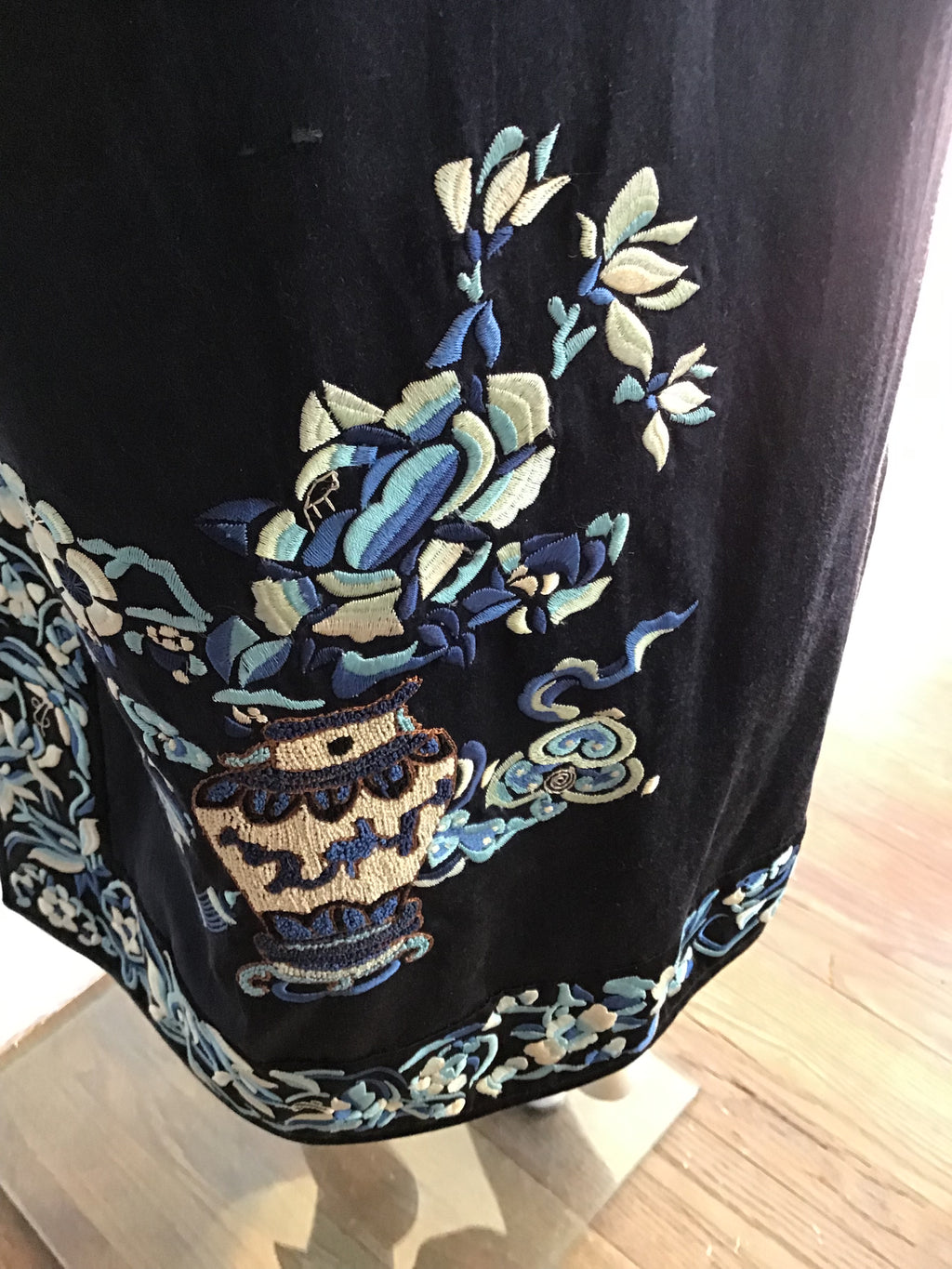 1990’s Ralph Lauren Embroidered Blue Silk Chinese Style Jacket Size 10