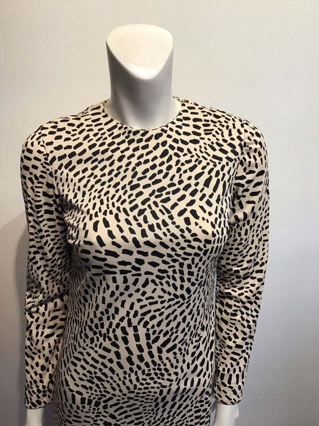1970’s Mimi Tuthill Silk Blend Black and Cream Maxi Dress Size 6
