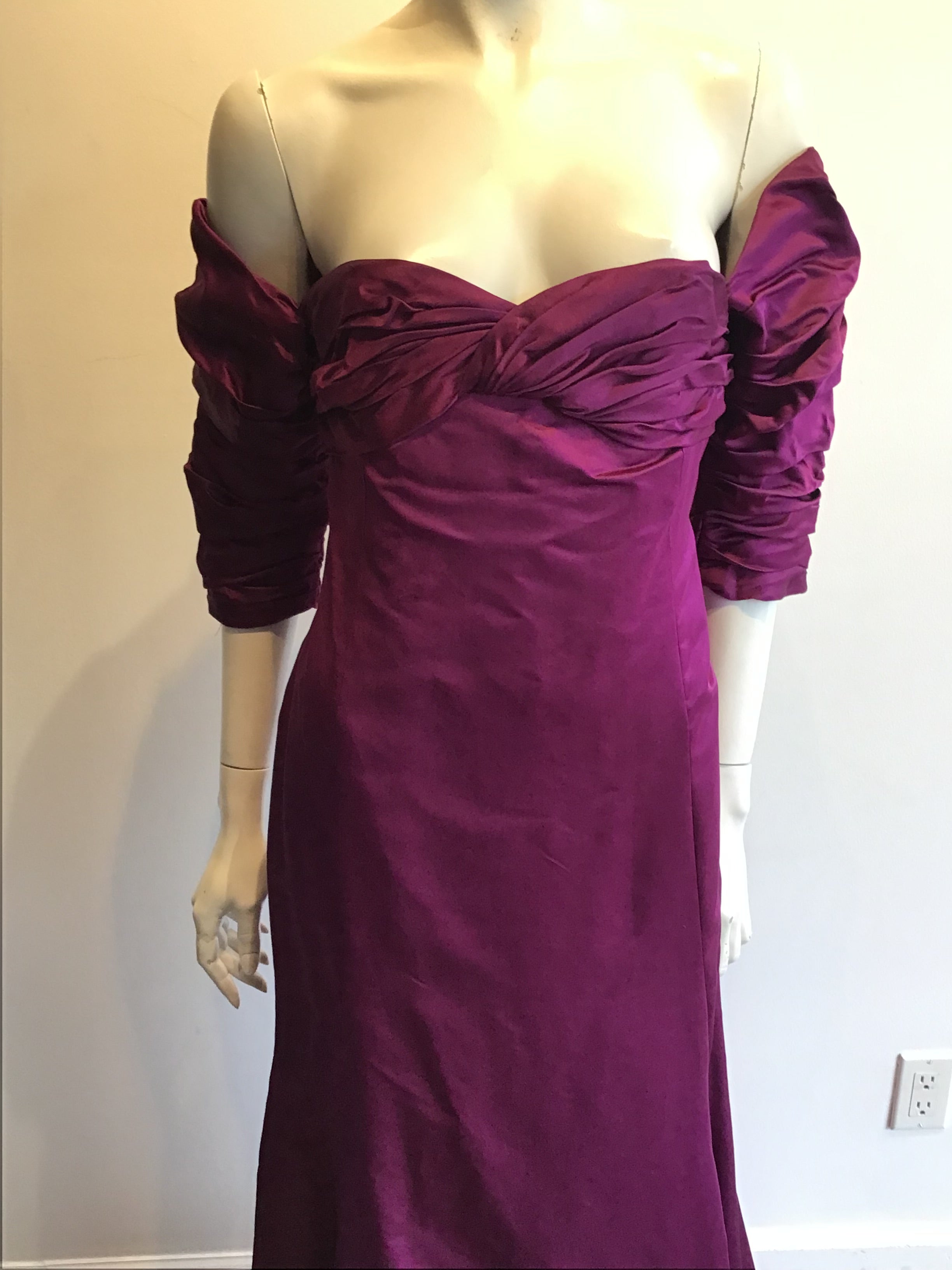 1980’s Plum Silk Satin Evening Gown Size 10