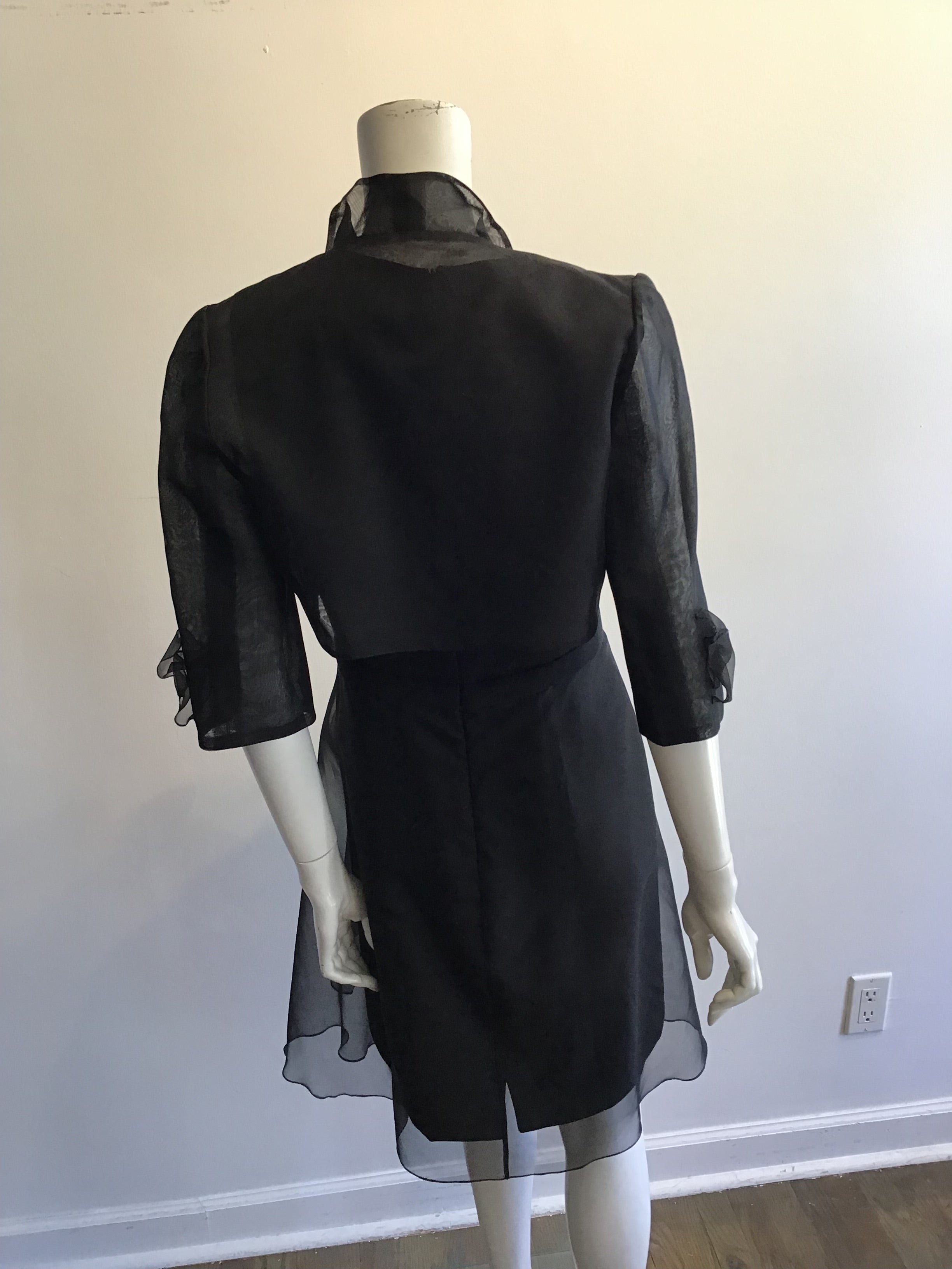 1990’s A Exclusive Black Crepe Cocktail Dress with Bolero Size 8