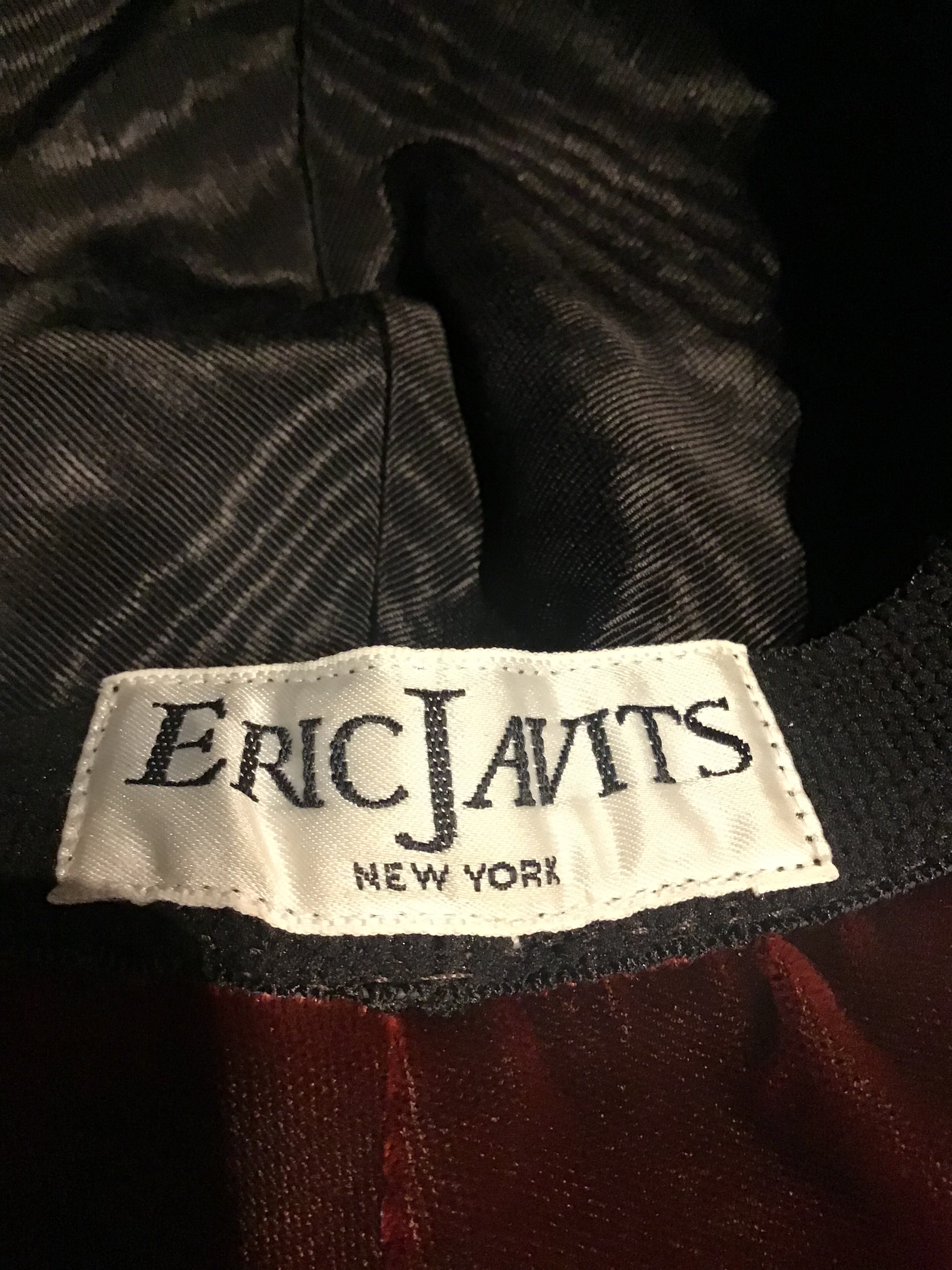 1990’s Eric Javits Wine Velvet and Feather Hat