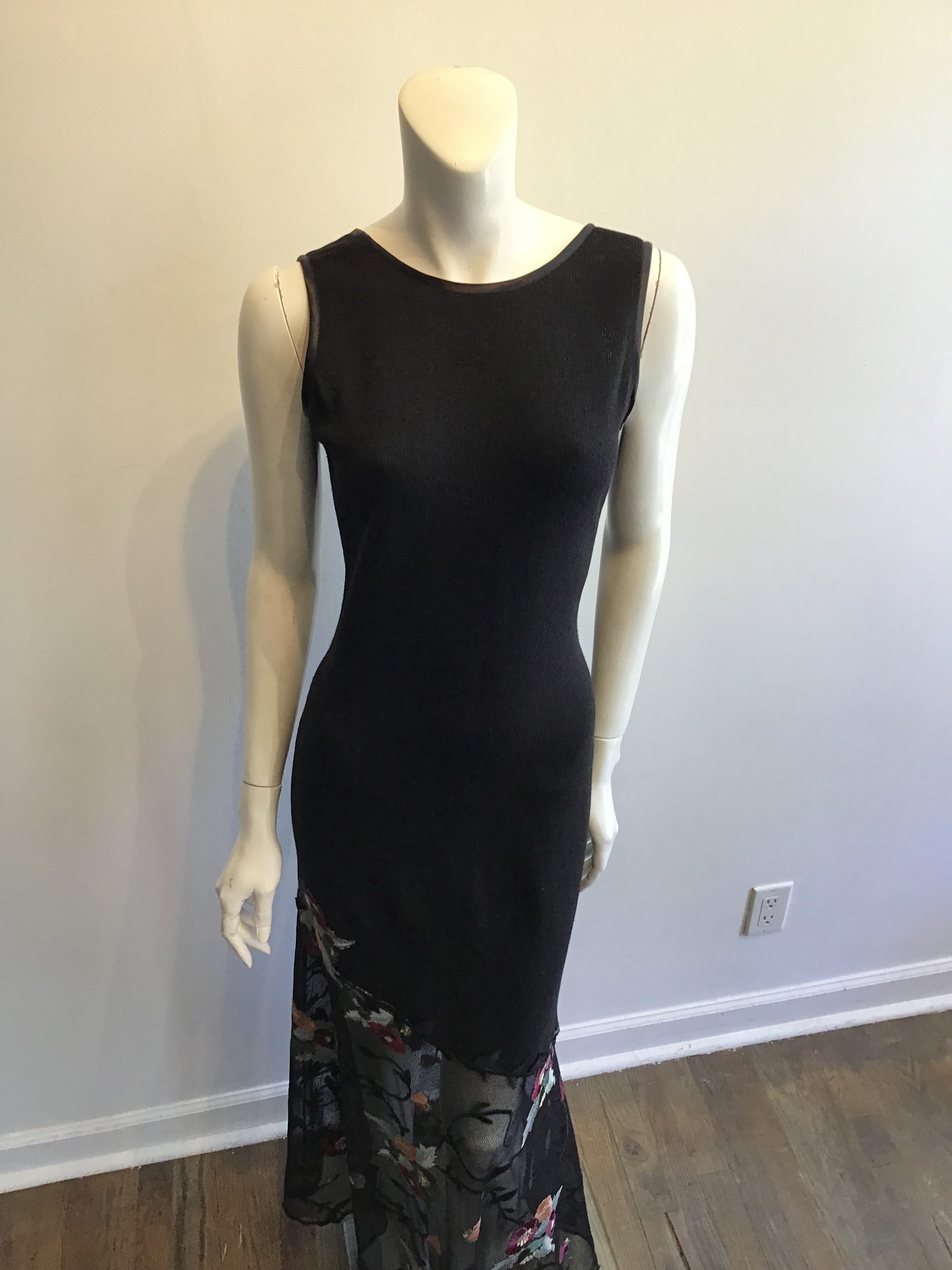 1990’s E L Ana Black Wool Maxi Dress with Bolero Size 8