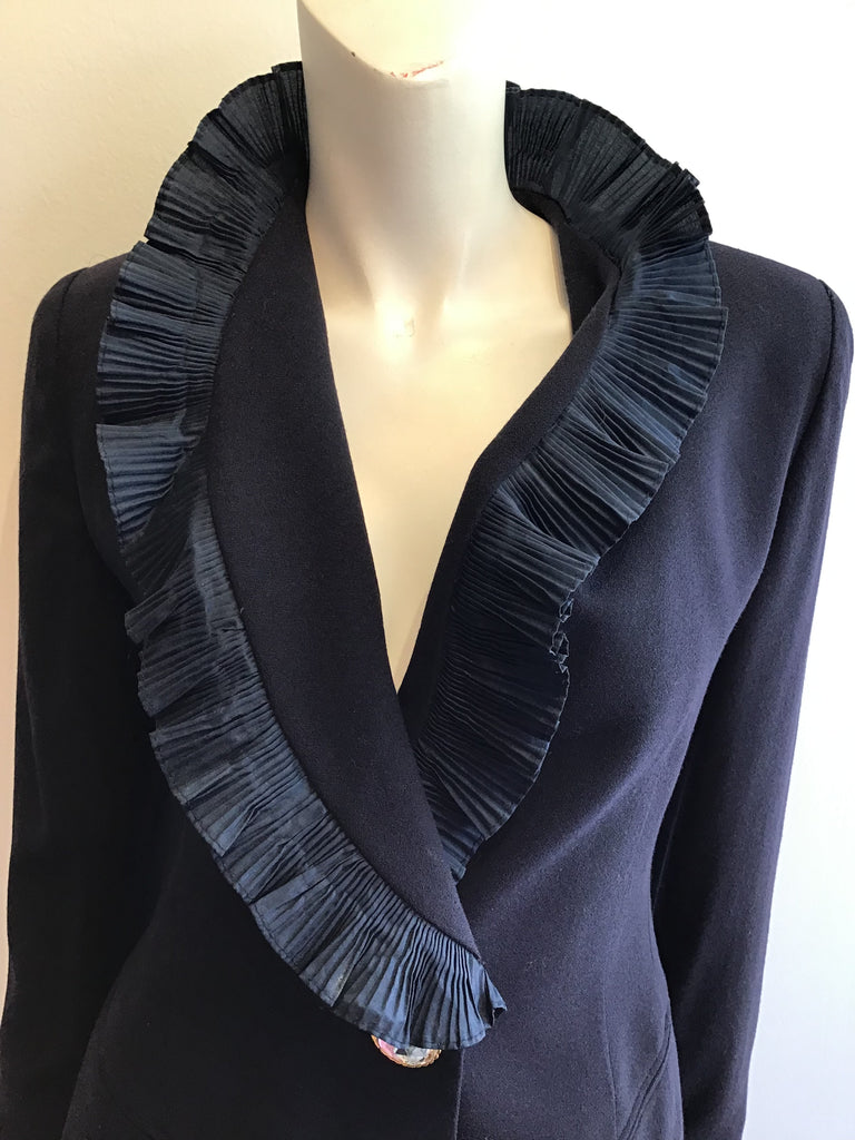 1980’s Navy Blue Wool Christian  Dior Suit Size 6