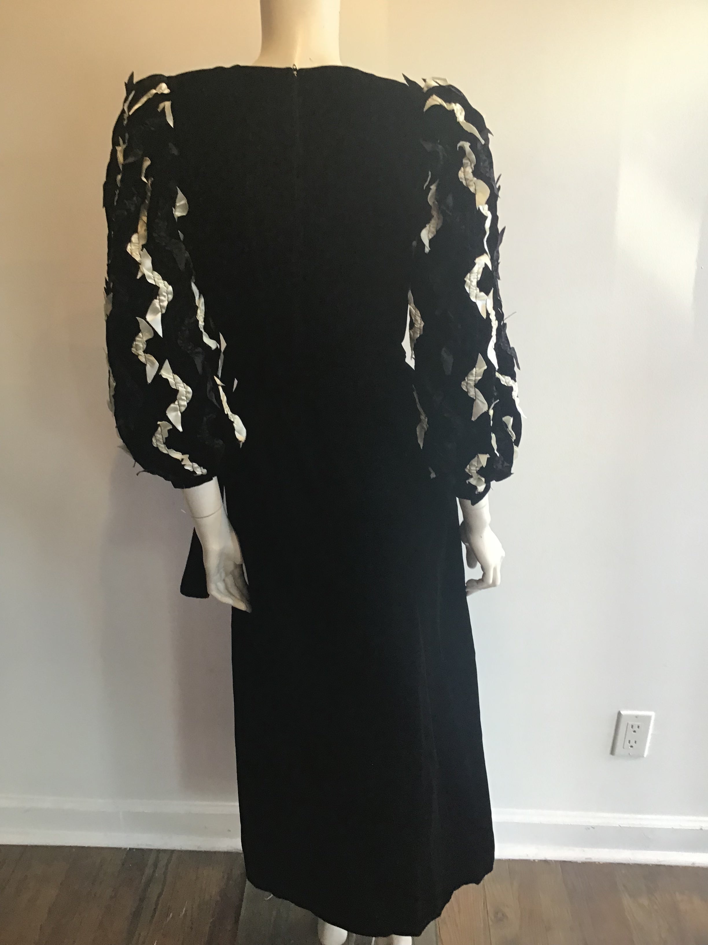 1980's David Brown for Saks Black Velvet Evening Dress