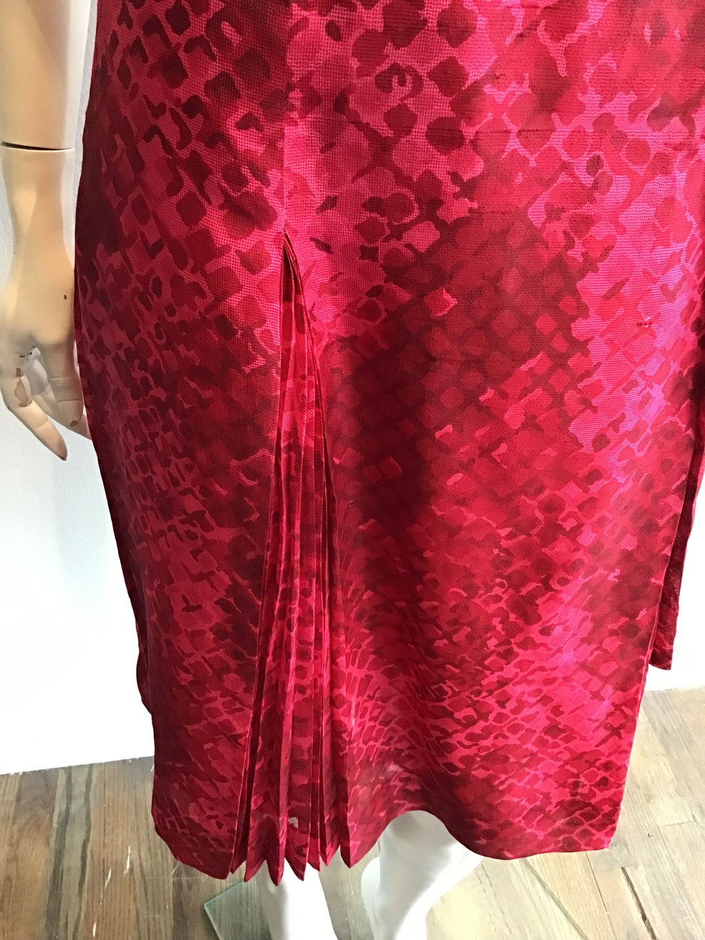 1960s Red and Pink Cotton Net Dress Size 8