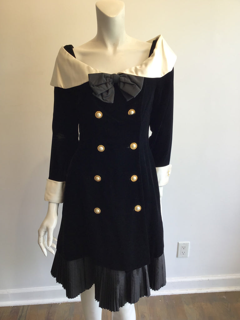 1980’s Black/White Silk Bellville Sassoon Cocktail Dress Size 8
