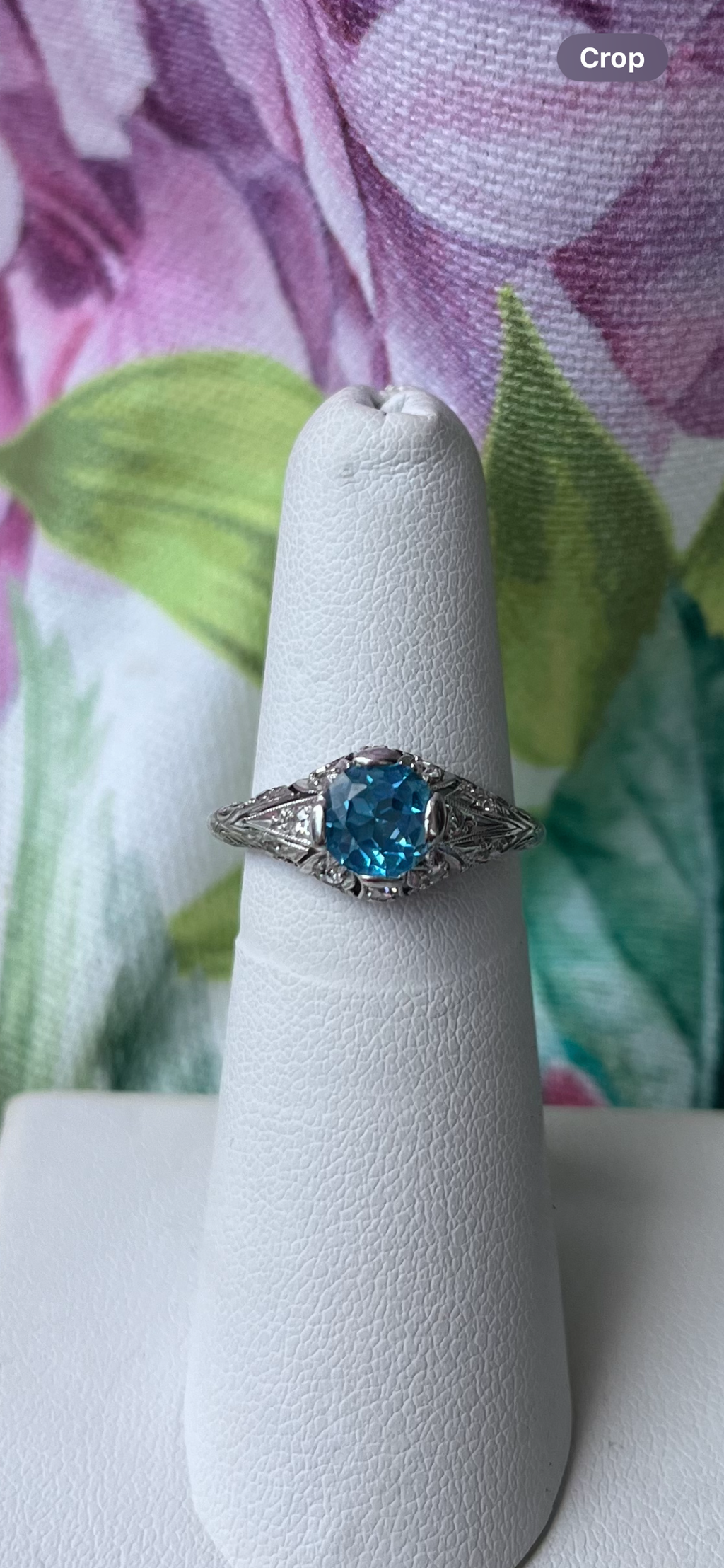 ART DECO PLATINUM AQUAMARINE RING