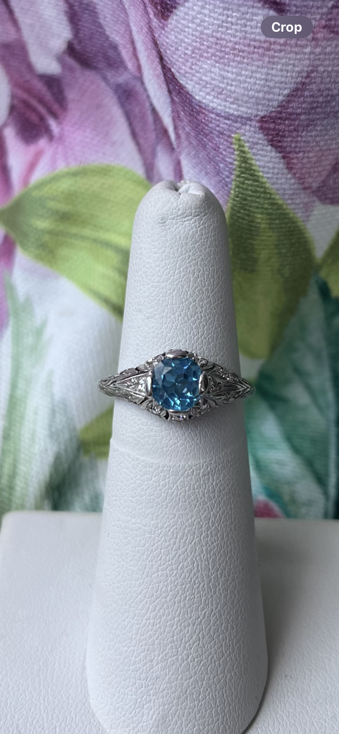 ART DECO PLATINUM AQUAMARINE RING