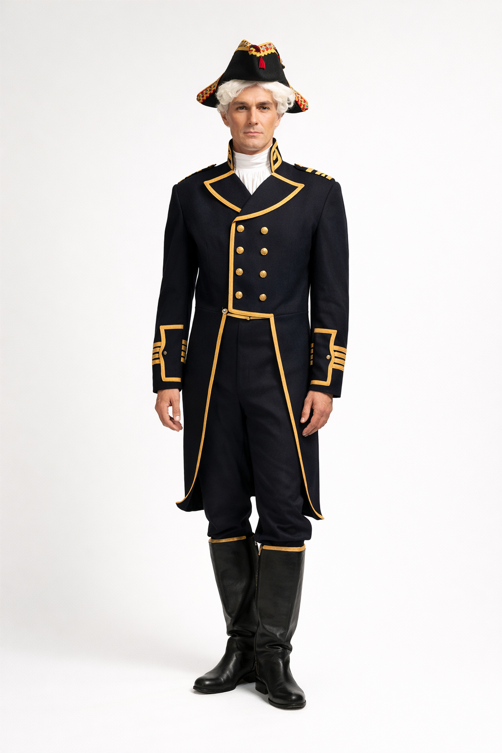 Admiral Nelson Double-Breasted Dark Navy Blue Suit, 18th Century Men's Costume Rental