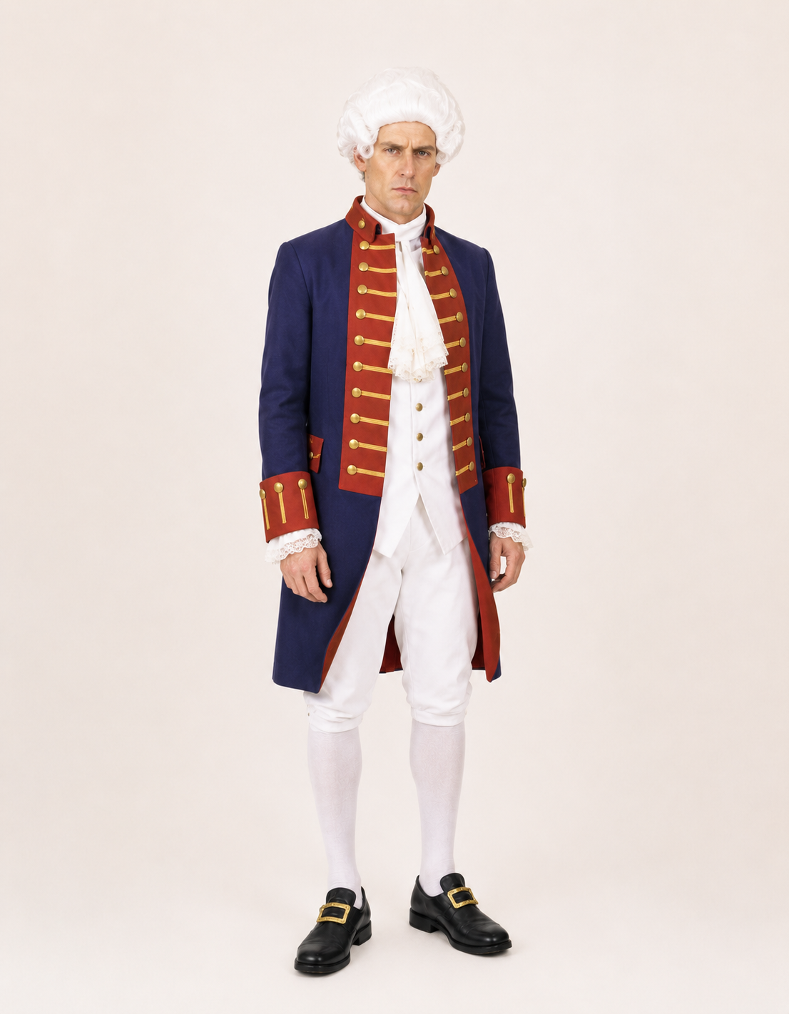 American Patriot Costume - Blue & Red, 18th Century Men's Costume Rental