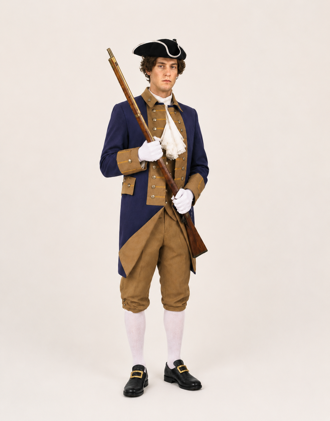 American Patriot Costume - Blue & Tan, 18th Century Men's Costume Rental