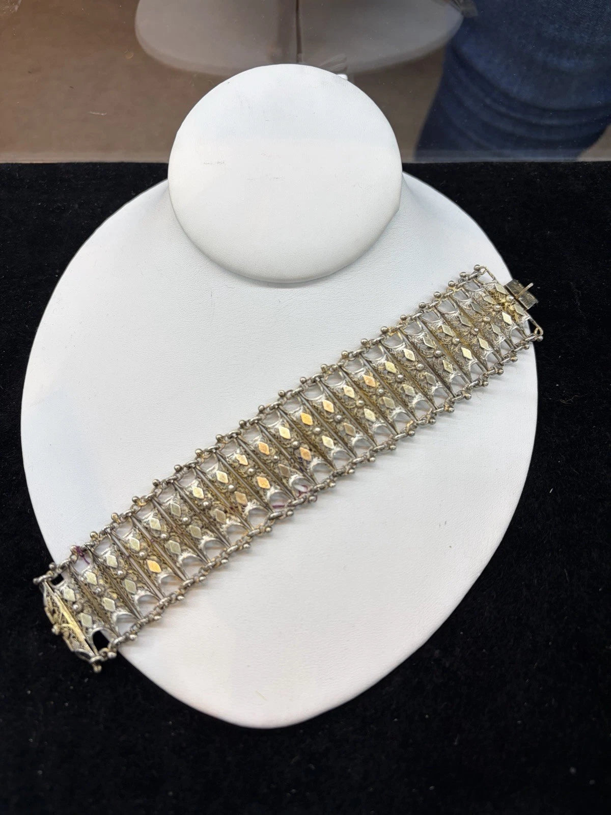 Antique Silver Vermeil Italian Filigree Bracelet