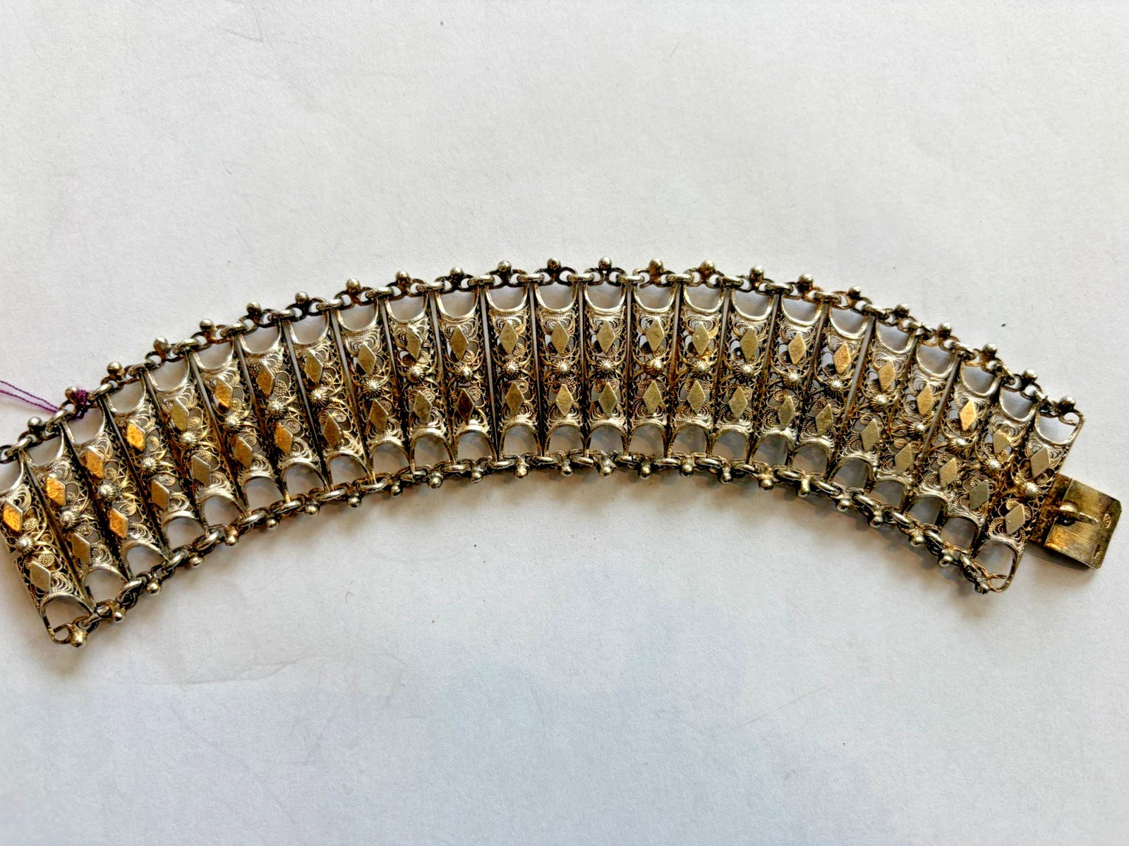 Antique Silver Vermeil Italian Filigree Bracelet