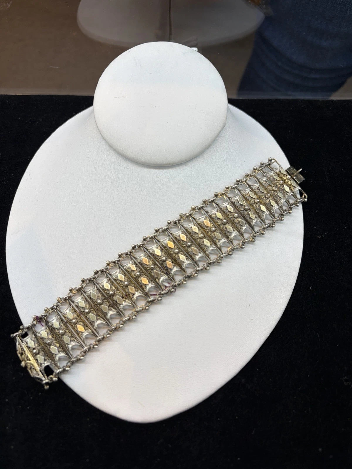 Antique Silver Vermeil Italian Filigree Bracelet