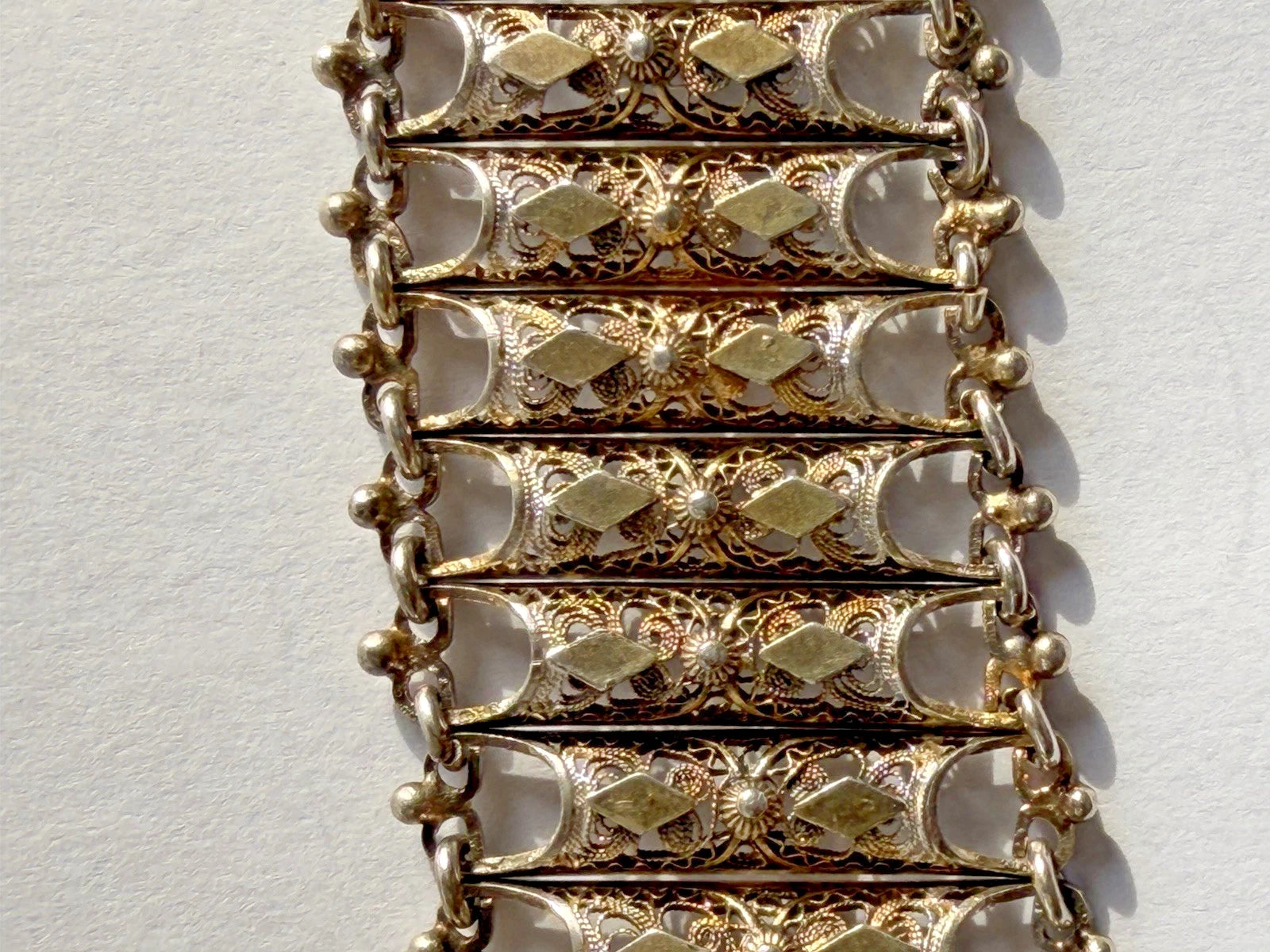 Antique Silver Vermeil Italian Filigree Bracelet