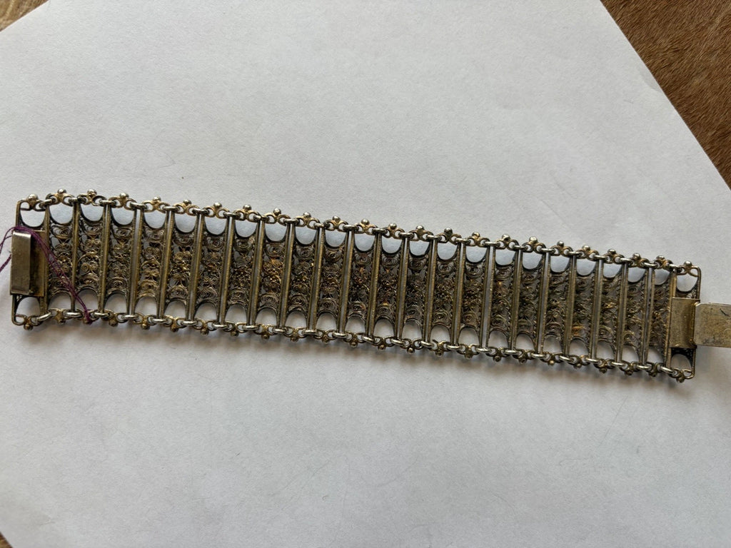 Antique Silver Vermeil Italian Filigree Bracelet