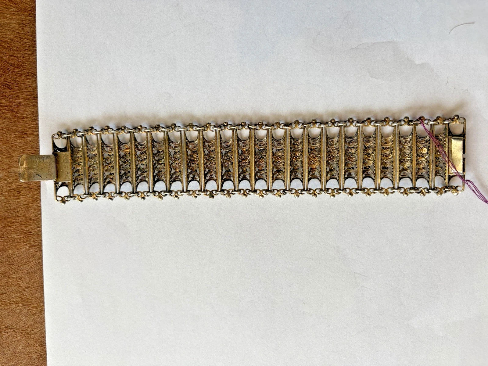 Antique Silver Vermeil Italian Filigree Bracelet