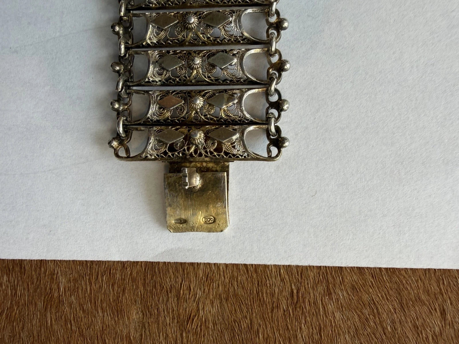 Antique Silver Vermeil Italian Filigree Bracelet
