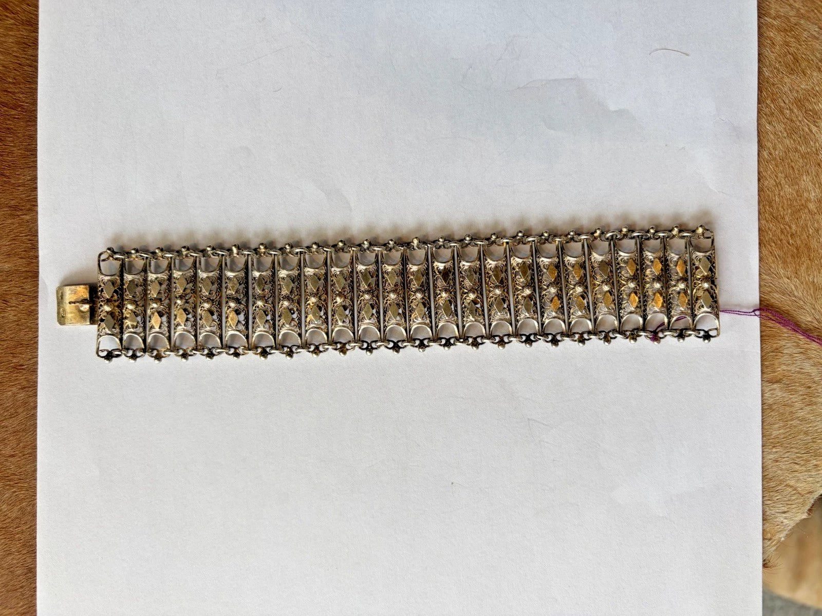 Antique Silver Vermeil Italian Filigree Bracelet