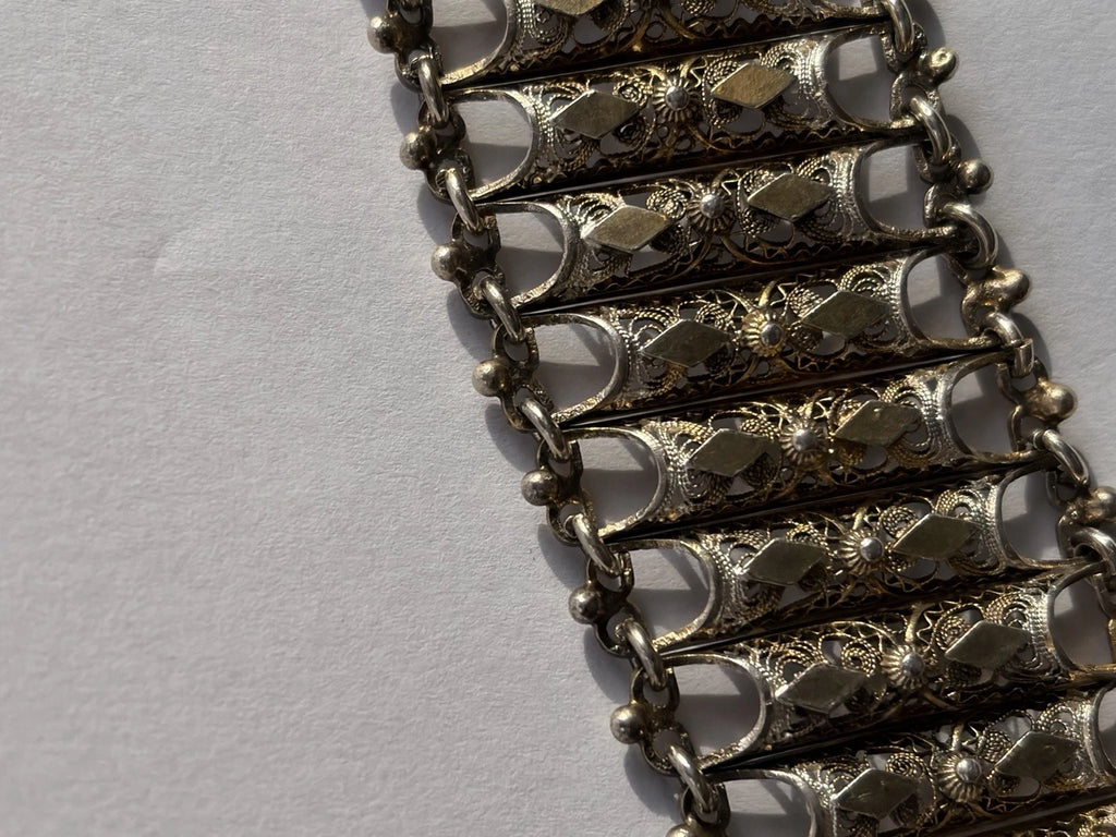 Antique Silver Vermeil Italian Filigree Bracelet