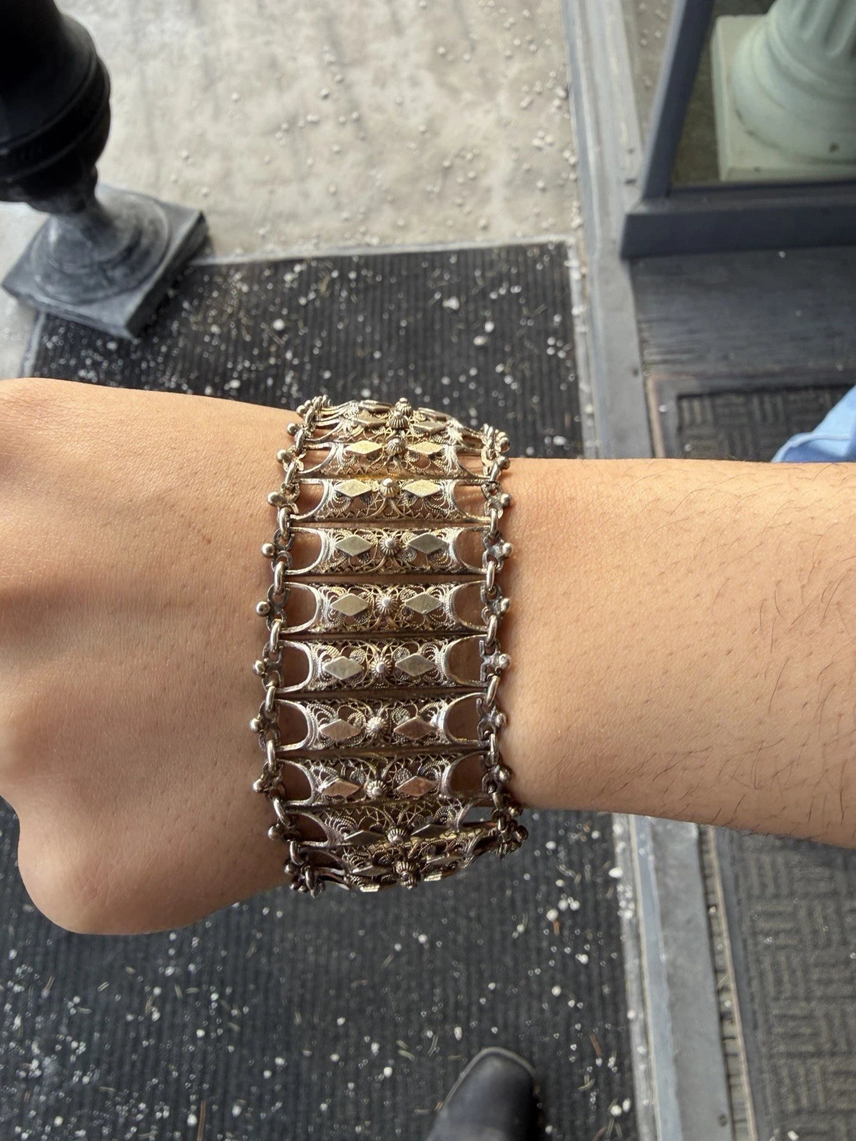 Antique Silver Vermeil Italian Filigree Bracelet