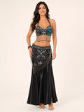 Aqua Black and Silver Belly Dancer Costume Rentals