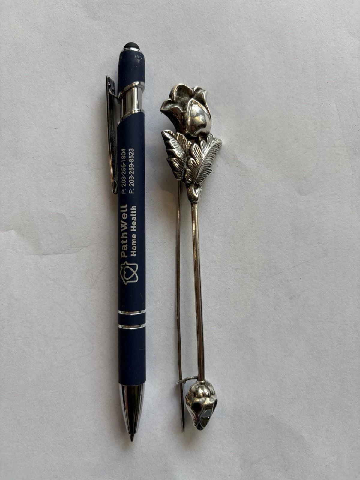 Art Nouveau Sterling oblong rose bar pin