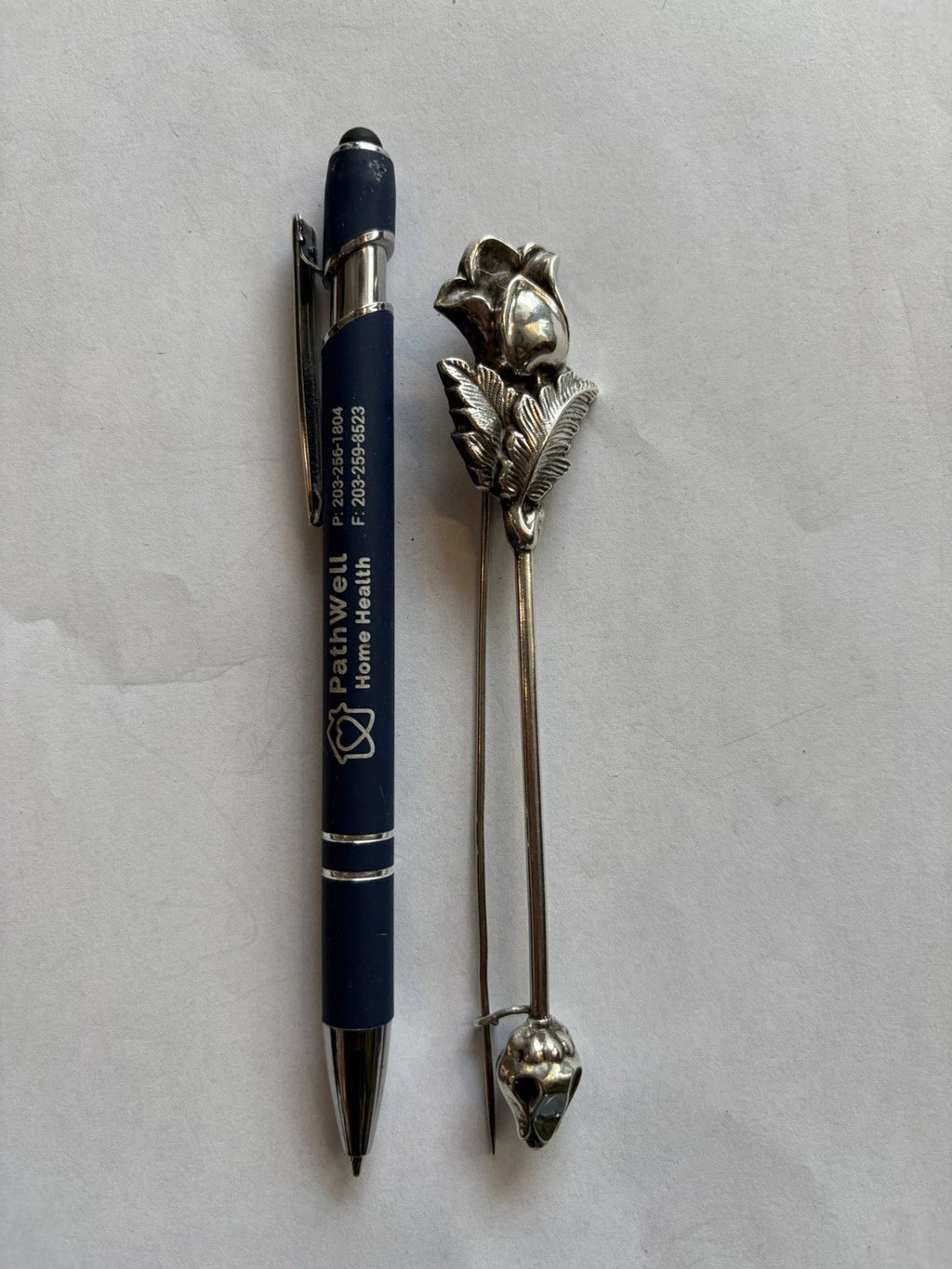 Art Nouveau Sterling oblong rose bar pin