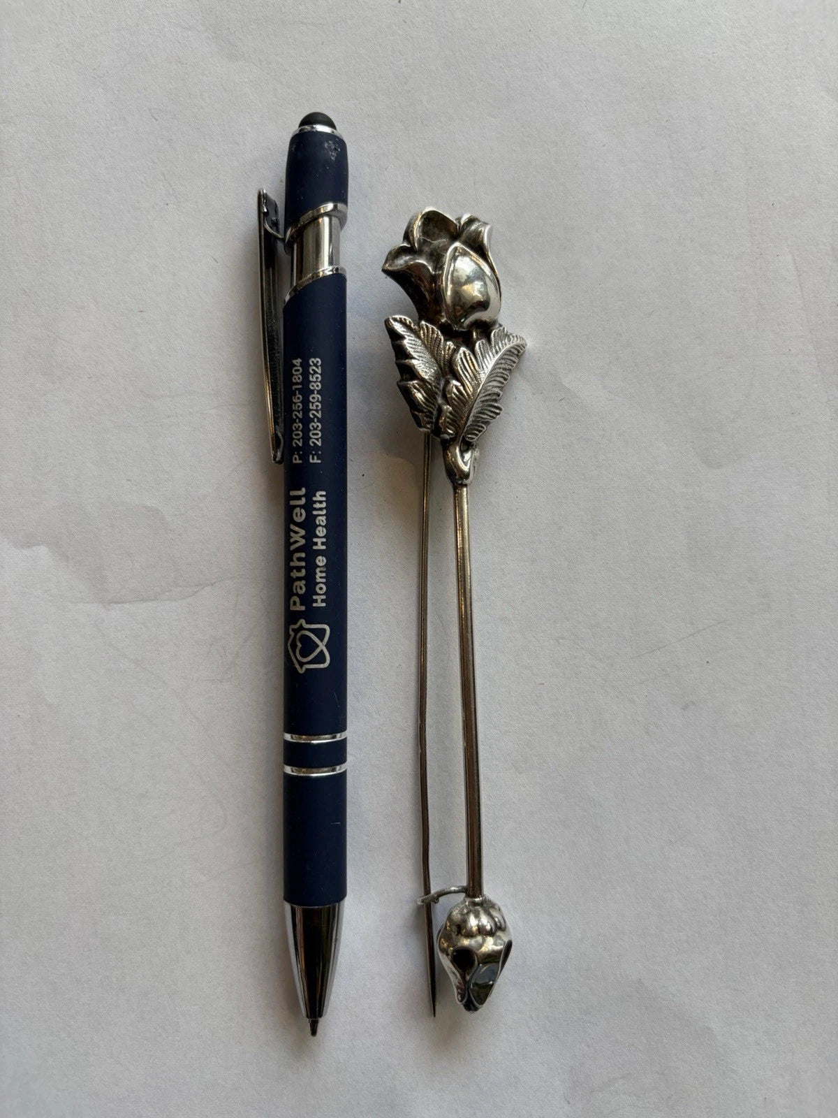 Art Nouveau Sterling oblong rose bar pin