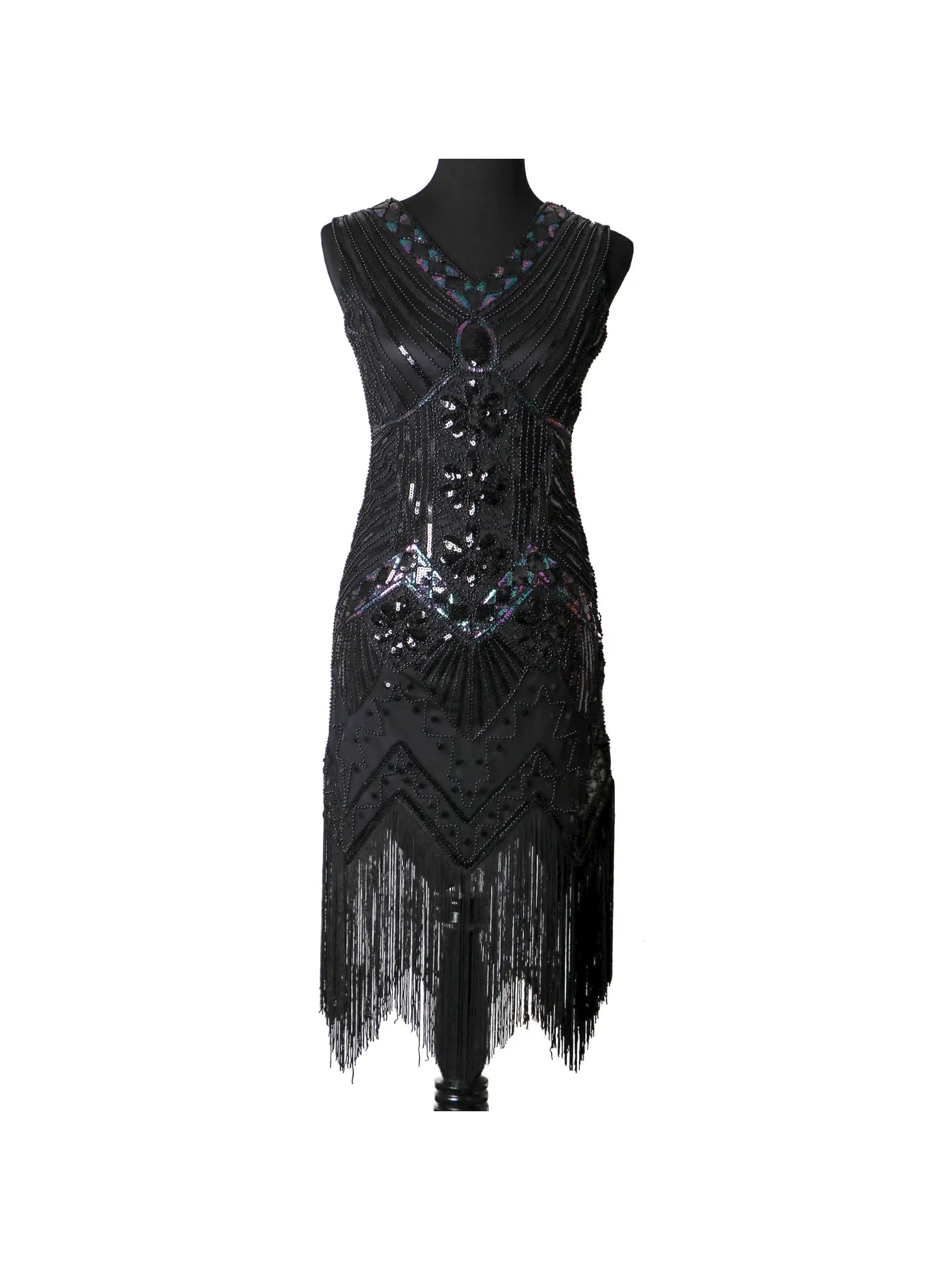 Aurora Borelais Sequinned Black Flapper Dress Costume black