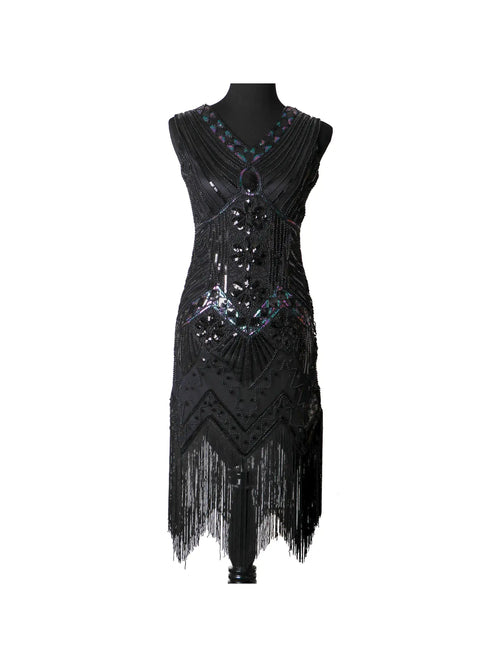 Aurora Borelais Sequinned Black Flapper Dress Costume black