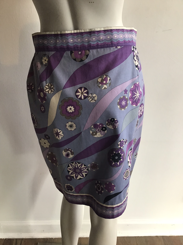 emilio puci cotton printed skirt in shades of purple vintage 