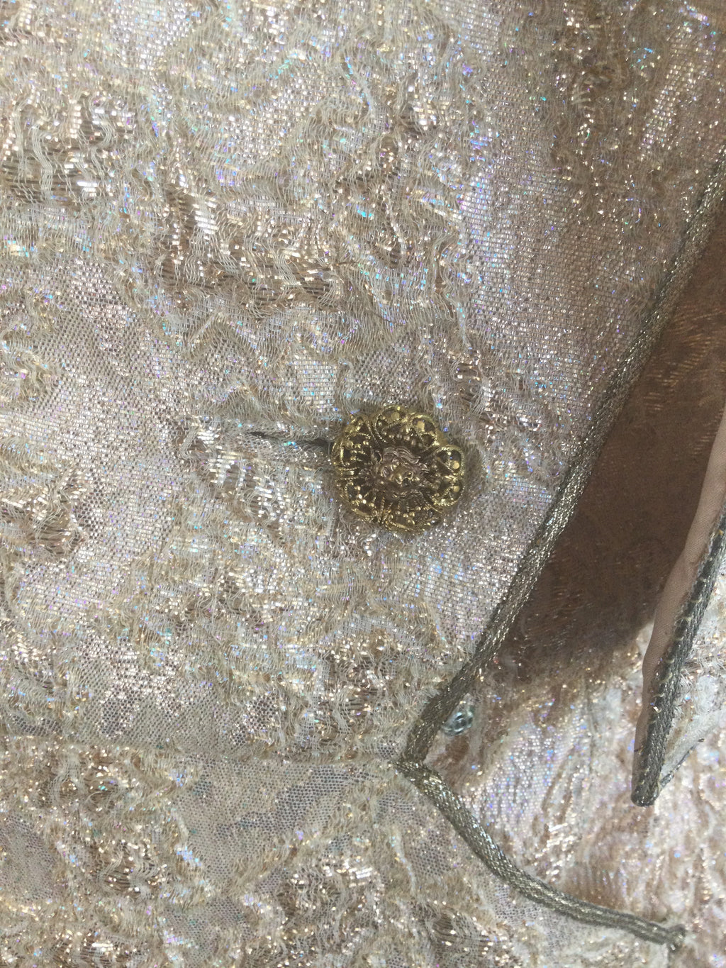 Late 1950s Gold Thread Silk BrocadeDress with Jacket Size 6
