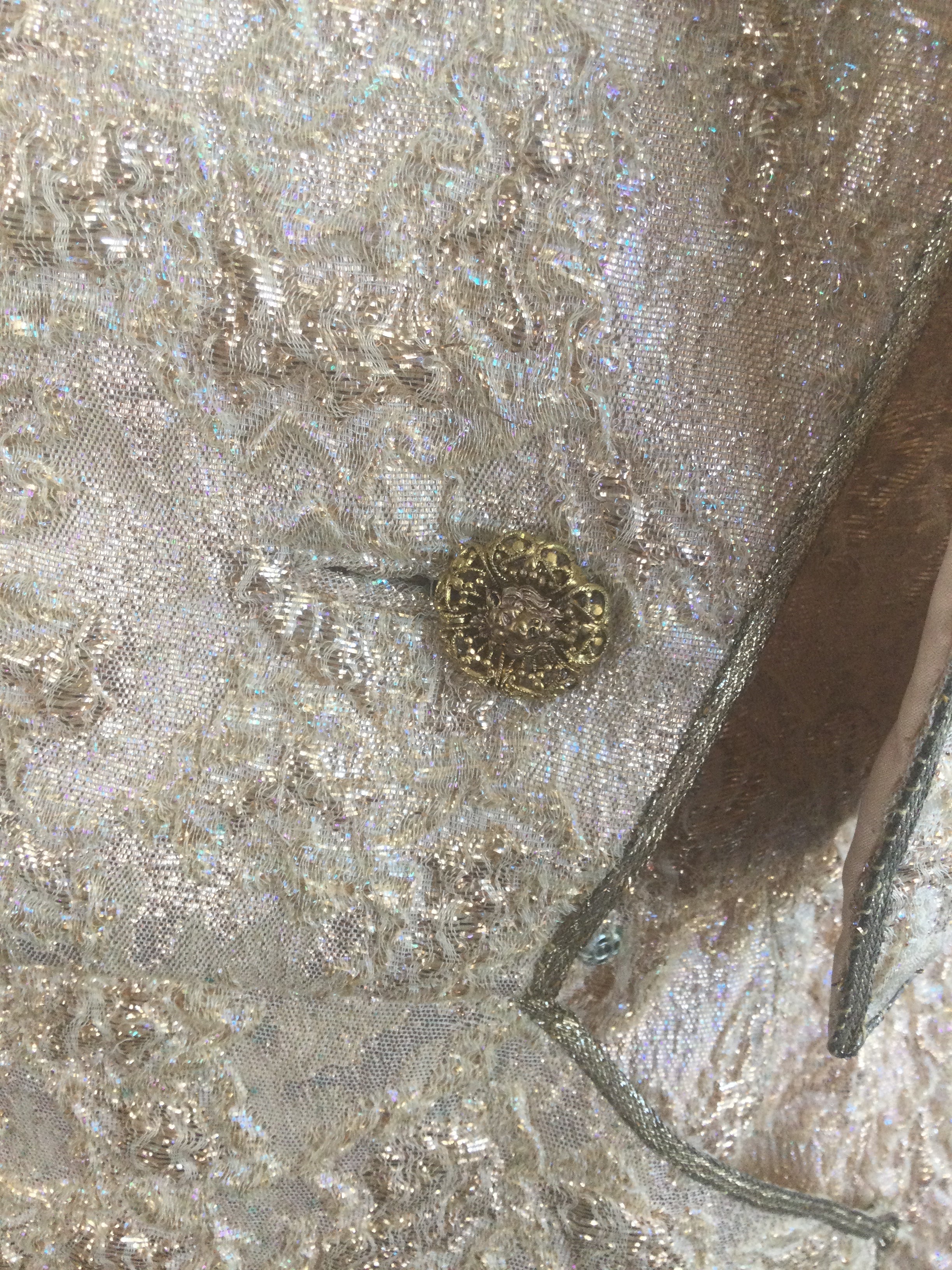 Late 1950s Gold Thread Silk BrocadeDress with Jacket Size 6