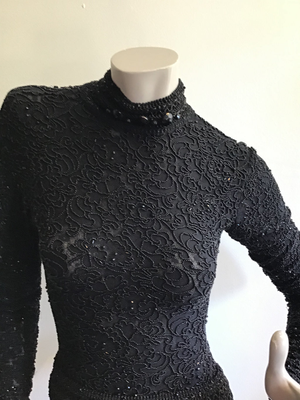 1980's Giorgio di Saint Angelo  Black Beaded Unitard and Pants Size 6/8