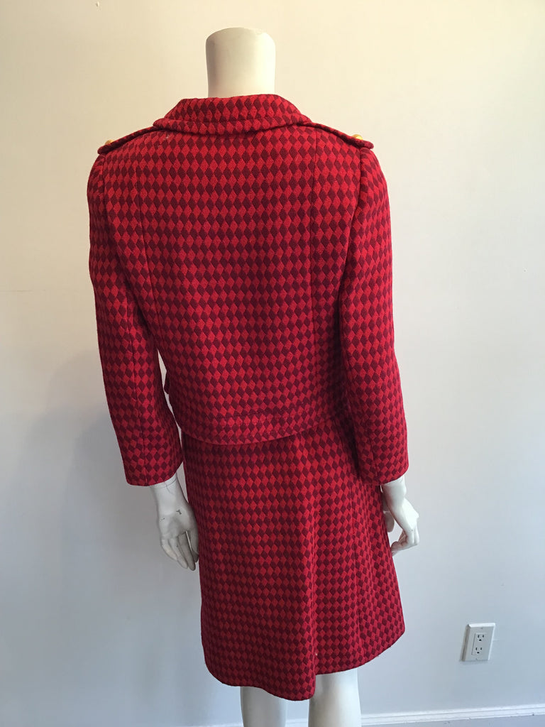 1960s Red and Black Wool Suit by Rose Bertin of Zurich Size 8