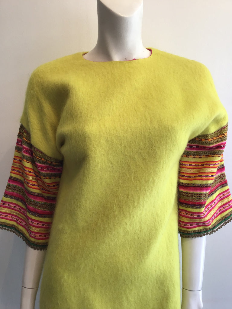 1960’s Canary Yellow Mohair Wool Dress Size 4