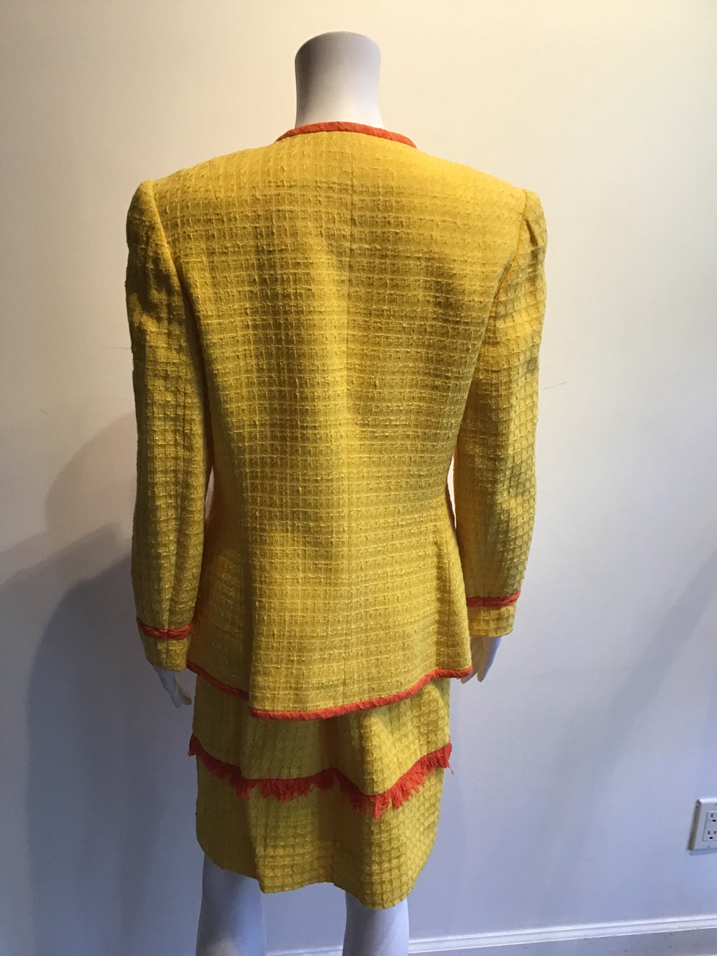1980’s David Hayes Yellow/Orange Cotton Blend Suit Size 8
