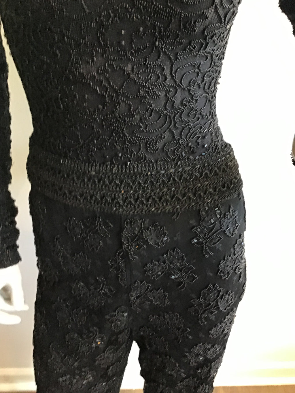 1980's Giorgio di Saint Angelo  Black Beaded Unitard and Pants Size 6/8
