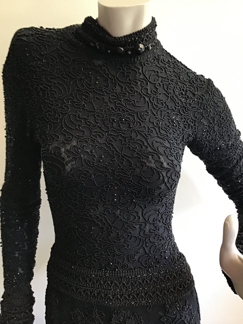1980's Giorgio di Saint Angelo  Black Beaded Unitard and Pants Size 6/8