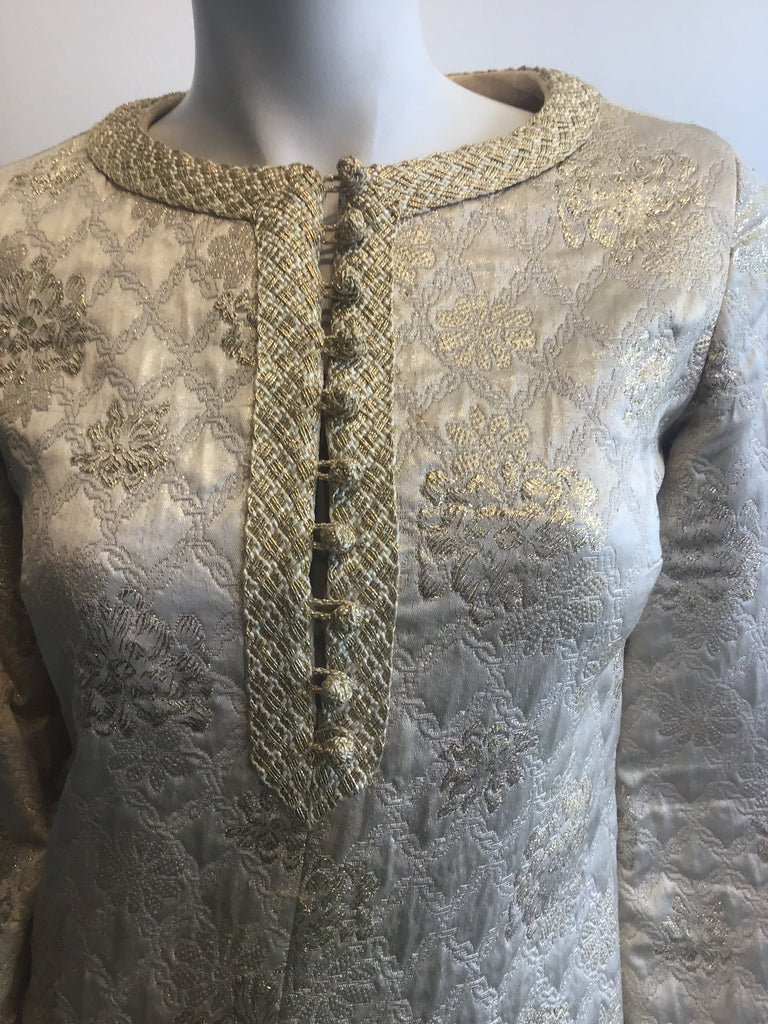 1960’s Gold Silk Brocade Saks Evening Dress Size 2